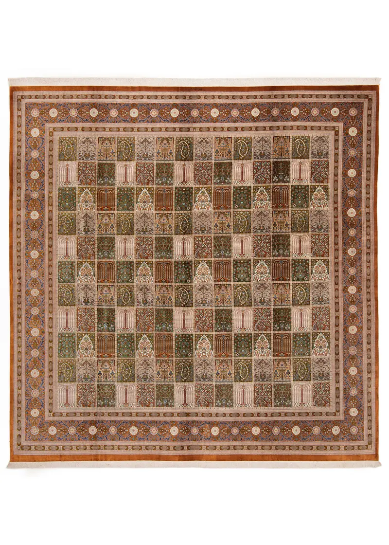 Alfombra persa de seda pura Qom | 300 x 294 cm