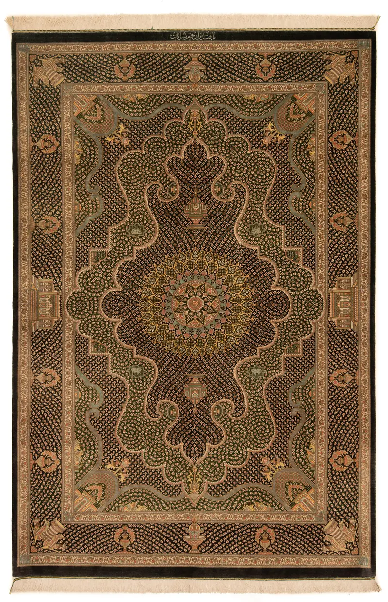 Alfombra persa de seda Qom Shayan | 204 x 136 cm