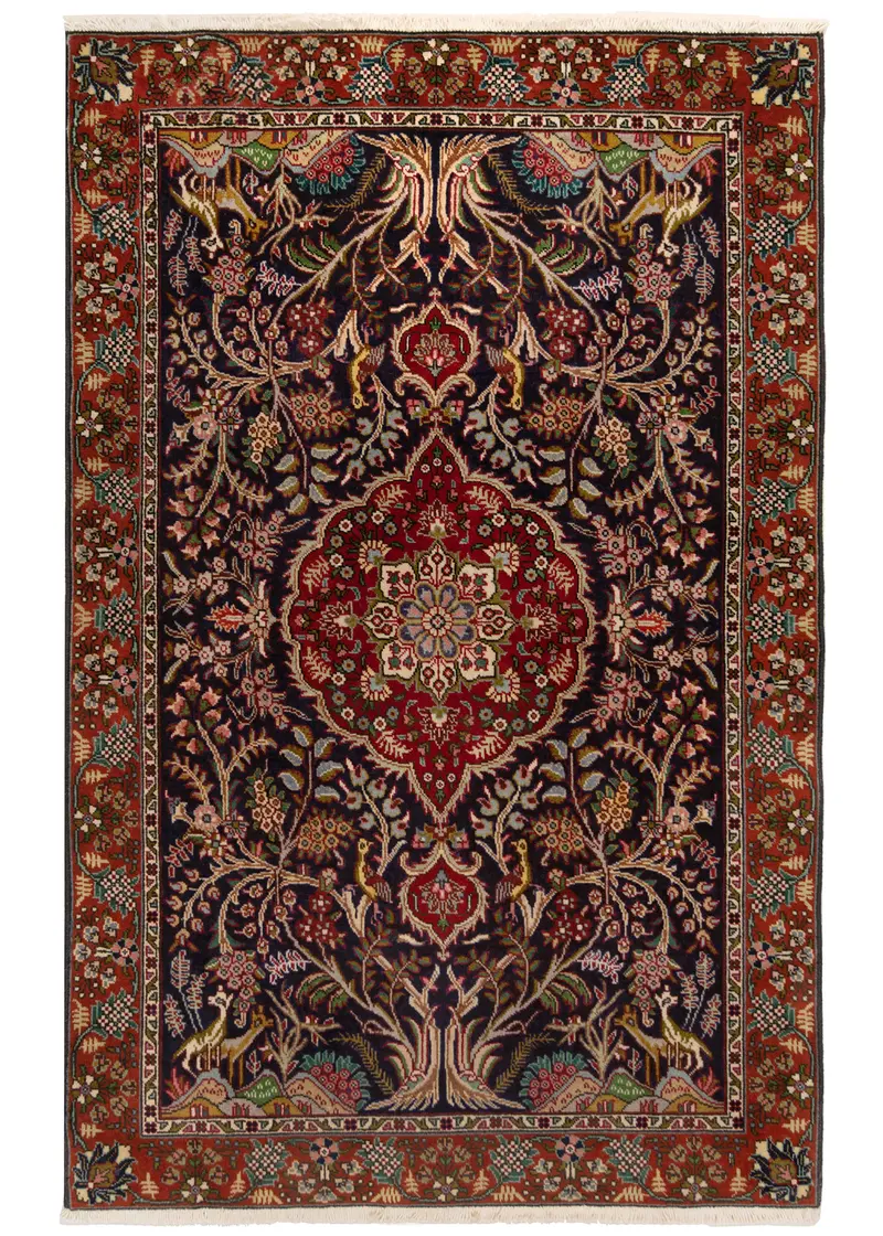 Alfombra persa Tabriz 40 Raj | 134 x 88 cm