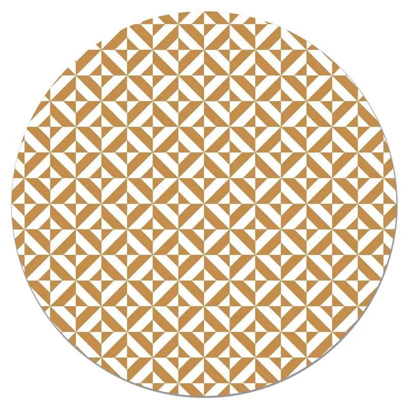 Alfombra Redonda Geometría Mostaza