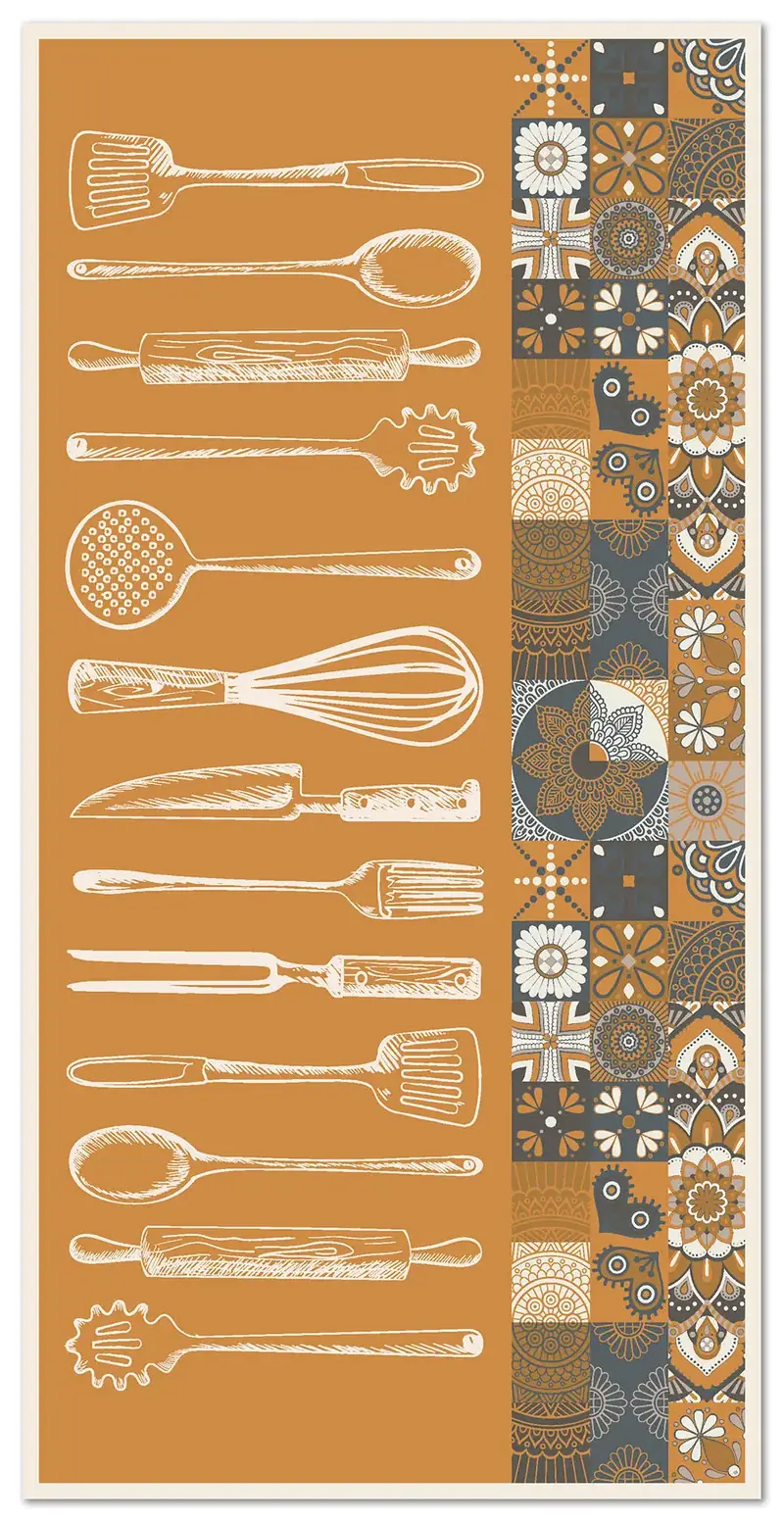 Alfombra Utensilios Cocina Naranja