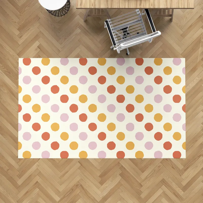 Alfombra vinílica Puntos Irregulares Naranja Rosa Crema M