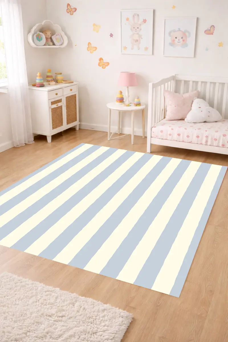 Alfombra vinílica Rayas Irregulares Azul Crudo S