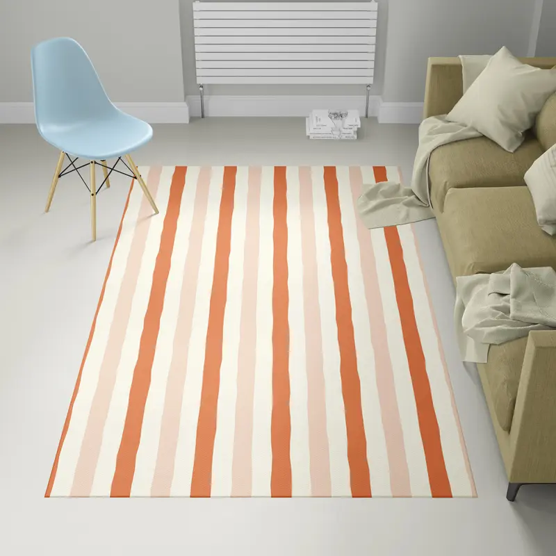 Alfombra vinílica Rayas Irregulares Naranja Beige M