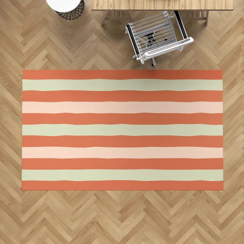 Alfombra vinílica Rayas Irregulares Naranja Verde Claro L