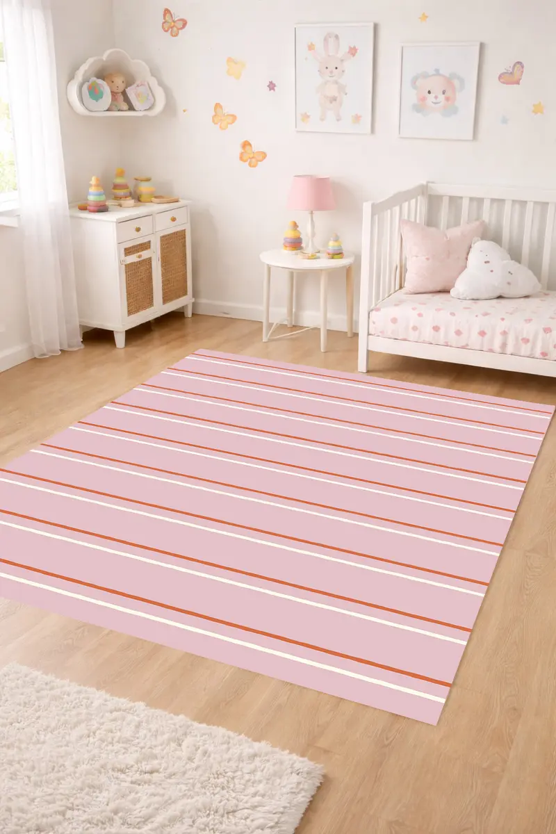 Alfombra vinílica Rayas Irregulares Rosado Salmon M
