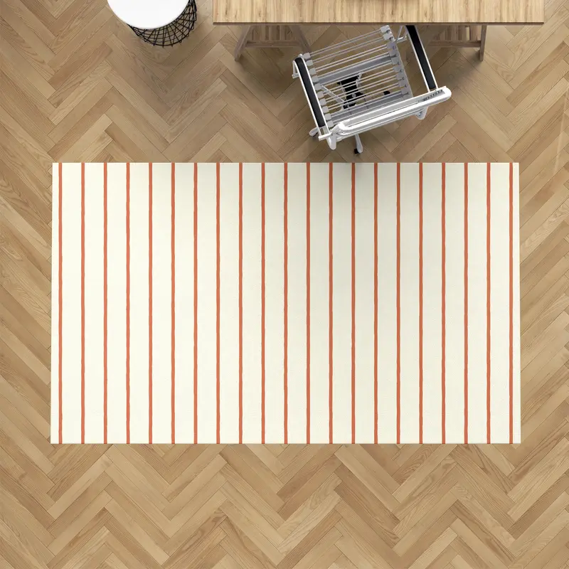 Alfombra vinílica Rayas Verticales Irregulares Naranja Crema M