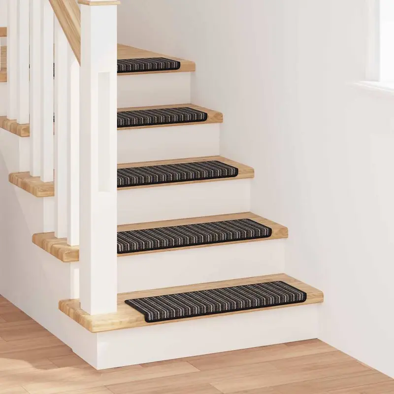 Alfombras autoadhesivas para escaleras Rayado 15 pcs Antracita