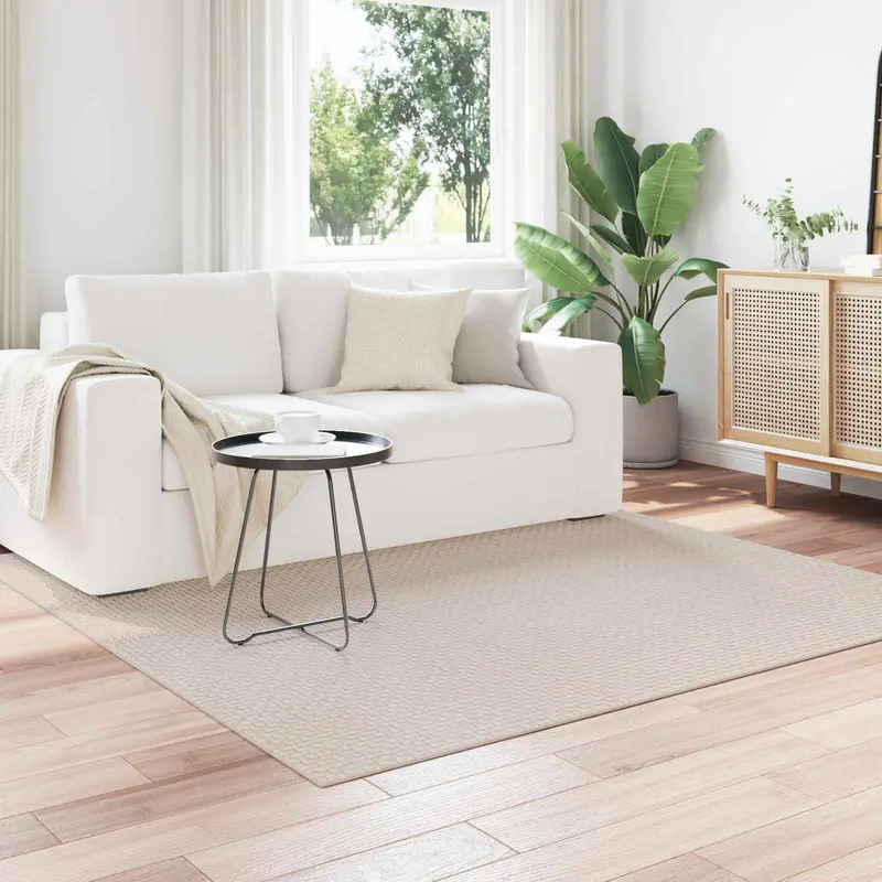Alfombras de área Cuadrado FARO Crema 120 x 120 cm Poliéster