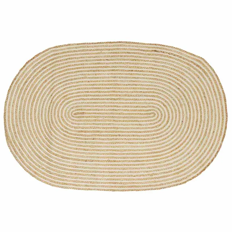 Alfombras de área Natural y Blanco 100 x 152 cm yute