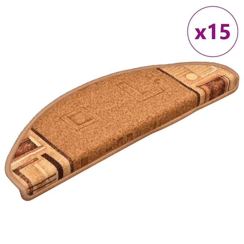 Alfombrilla autoadhesiva de escalera 15 uds beige 65x21x4 cm