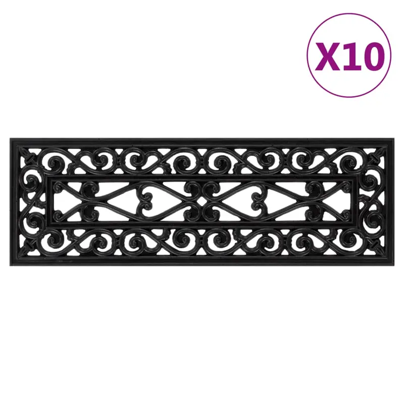 Alfombrillas de escalera de goma 10 uds goma 25x75 cm