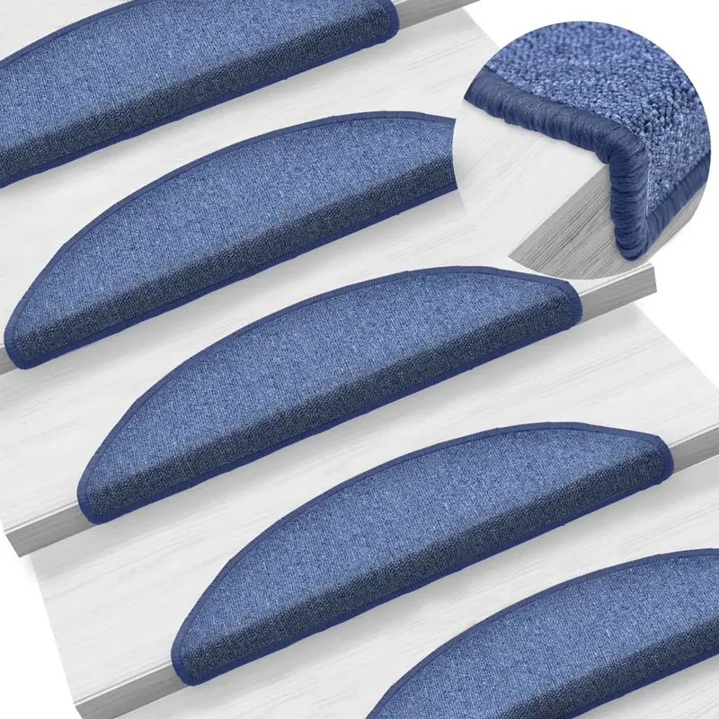 Alfombrillas para escaleras 15 unidades 56x17x3 cm Azul Semicircular
