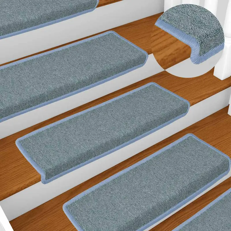 Alfombrillas para escaleras 15 unidades 65x21x4 cm Azul Mar Borde Rectangular