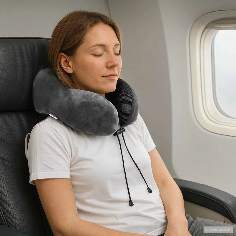 Almohada de viaje para el cuello Ajustable Gris 27 x 26 x 14 cm