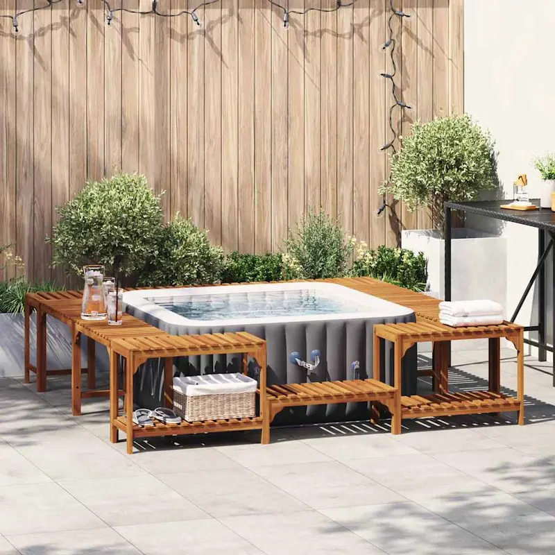 Alrededor de Spa Marrón 230 x 230 cm Madera de Acacia Sólida