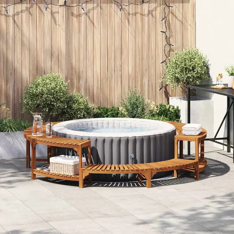 Alrededor de Spa Marrón Ø255 x 55,5 cm Madera de Acacia Sólida