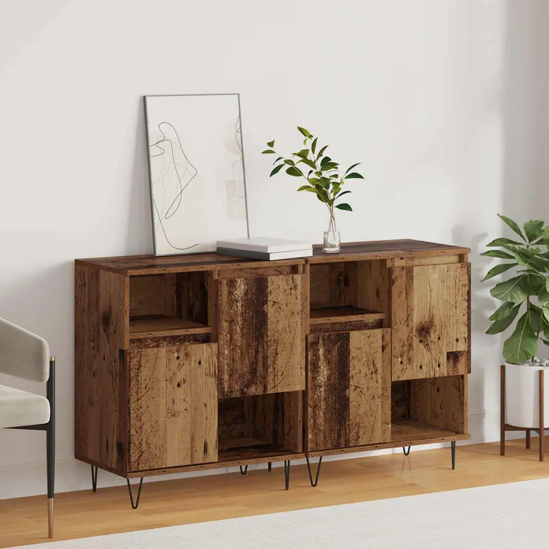 Aparador 2 pcs Madera vieja 60 x 35 x 70 cm