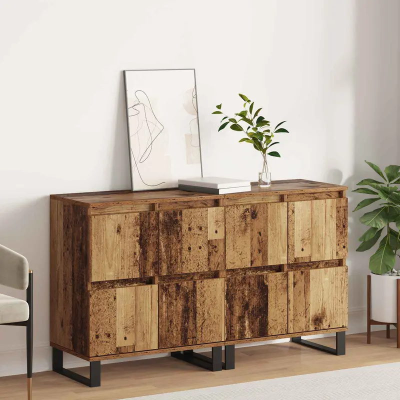 Aparador 2 pcs Madera vieja 60 x 35 x 70 cm