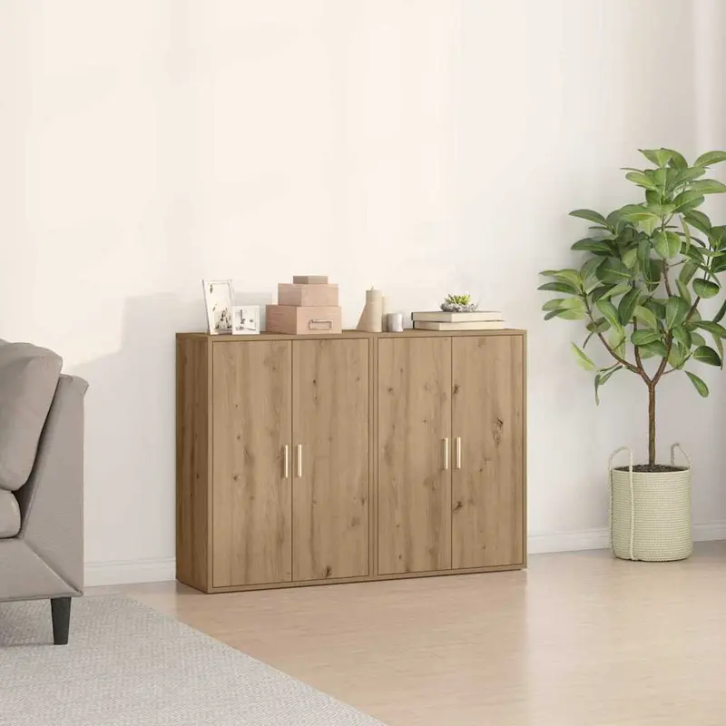 Aparador 2 pcs Roble artesanal 60 x 31 x 84 cm