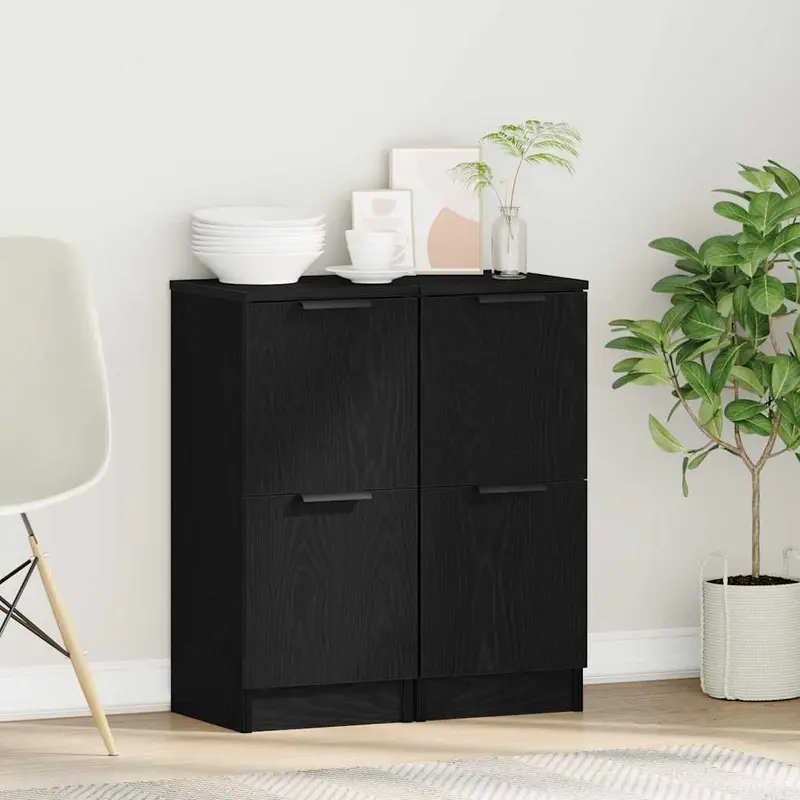 Aparador 2 pcs Roble Negro 30 x 30 x 70 cm Madera de ingeniería
