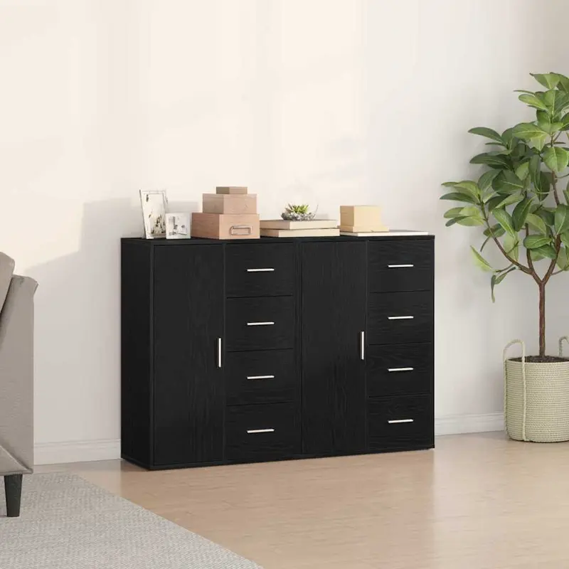 Aparador 2 pcs Roble Negro 60 x 31 x 84 cm Madera de ingeniería