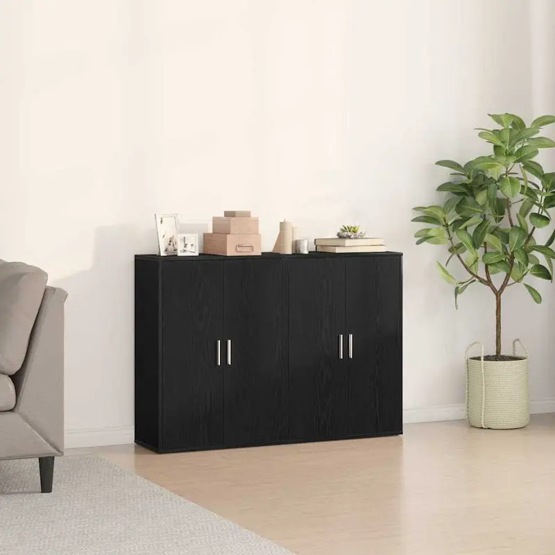 Aparador 2 pcs Roble Negro 60 x 31 x 84 cm Madera de ingeniería