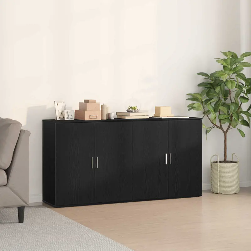 Aparador 2 pcs Roble Negro 79 x 38 x 80 cm Madera de ingeniería
