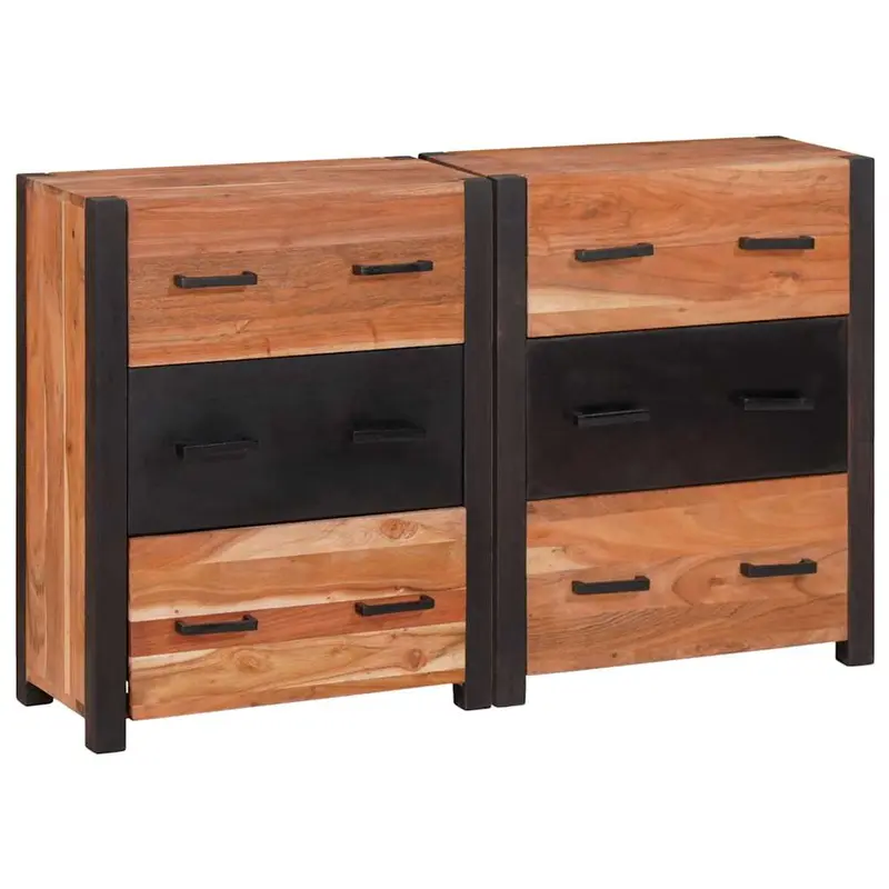 Aparador 3 pcs Marrón 110 x 30 x 75 cm Madera de Acacia Sólida
