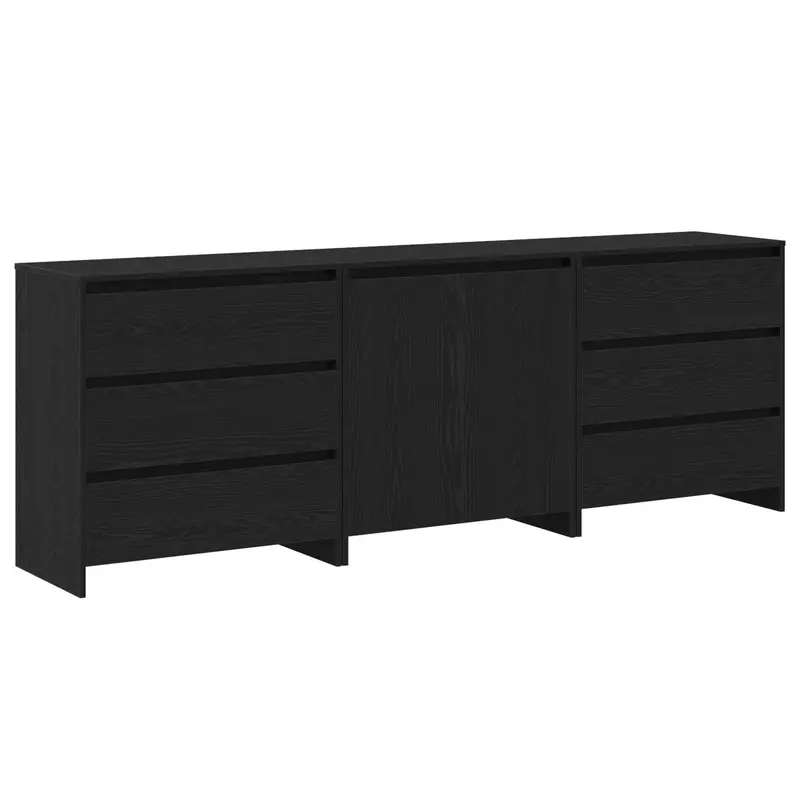 Aparador 3 pcs Negro 70 x 41 x 75 cm Madera de ingeniería