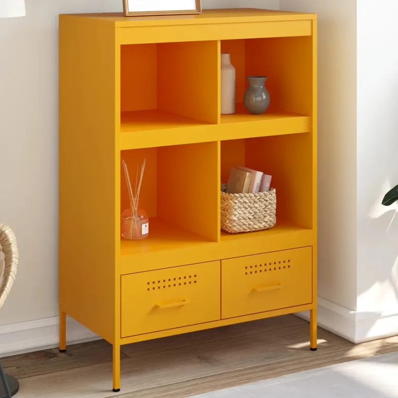 Aparador acero amarillo mostaza 68x39x101,5 cm