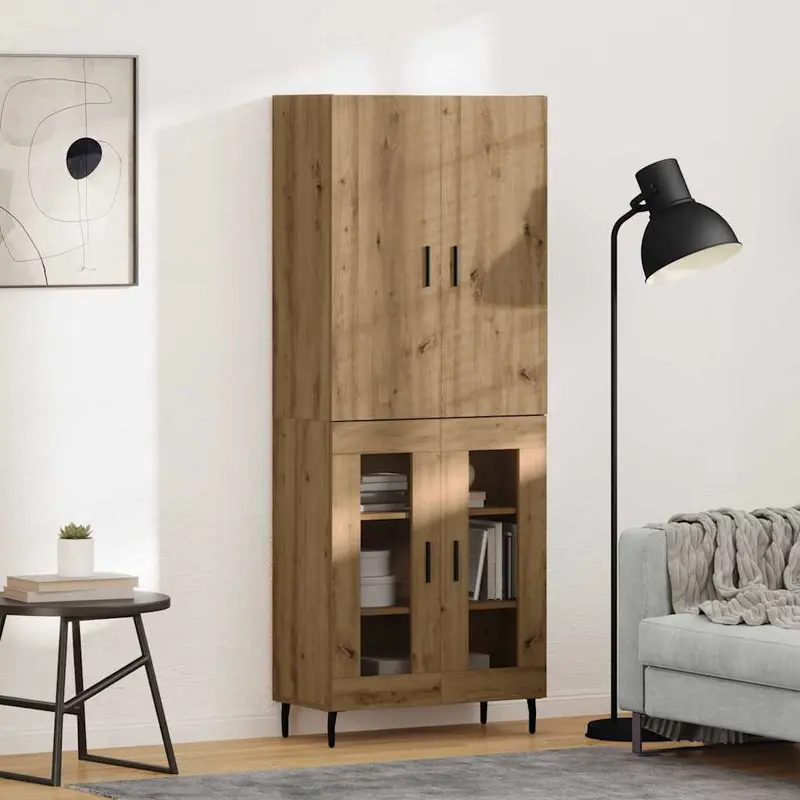 Aparador alto 2 pcs Madera envejecida