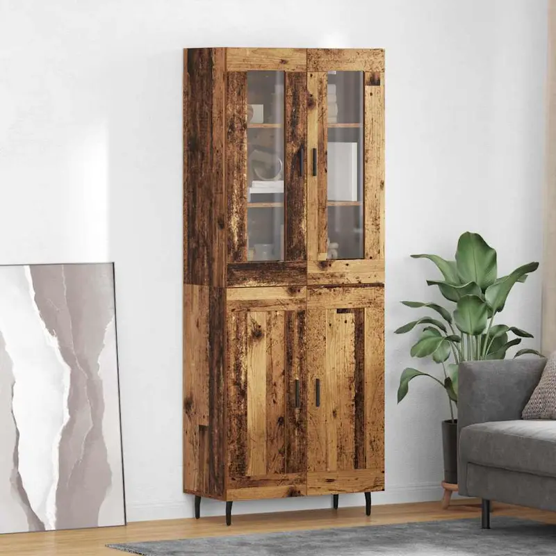 Aparador alto 2 pcs Madera envejecida