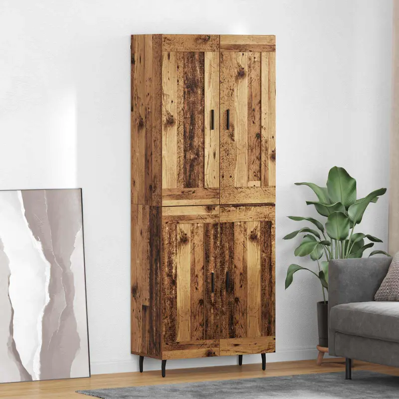 Aparador alto 2 pcs Madera envejecida Madera de ingeniería