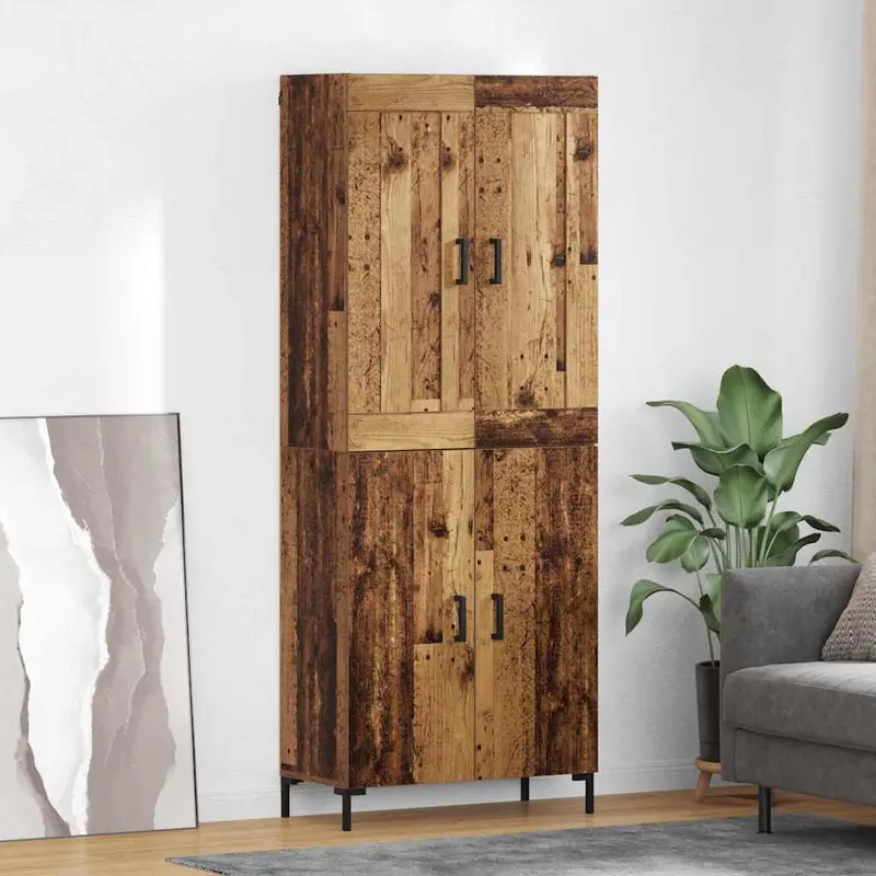 Aparador alto 2 pcs Madera envejecida Madera de ingeniería