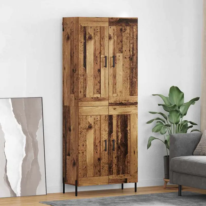 Aparador alto 2 pcs Madera envejecida Madera de ingeniería