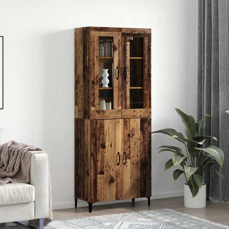 Aparador alto 2 pcs Madera envejecida Madera de ingeniería