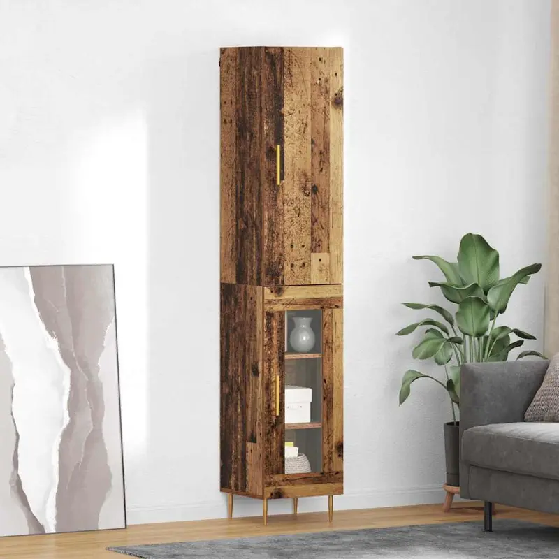 Aparador alto 2 pcs Madera envejecida Madera de ingeniería