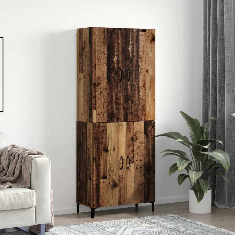 Aparador alto 2 pcs Madera envejecida Madera de ingeniería