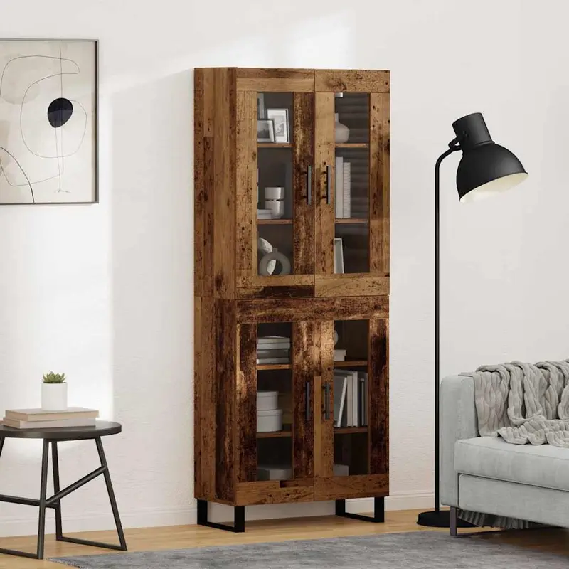 Aparador alto 2 pcs Madera envejecida