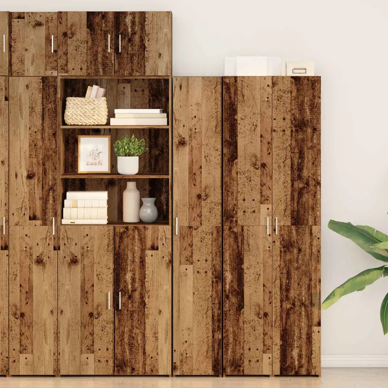 Aparador alto 2 pcs Madera vieja 30 x 42,5 x 185 cm
