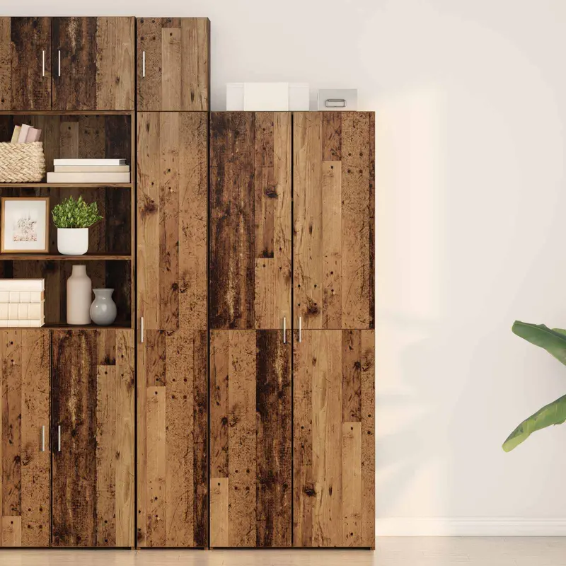 Aparador alto 2 pcs Madera vieja 70 x 42,5 x 185 cm