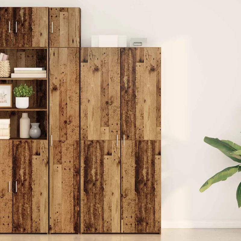 Aparador alto 2 pcs Madera vieja 80 x 42 x 185 cm