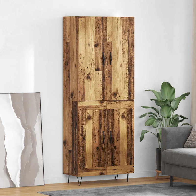 Aparador alto 2 pcs Madera vieja Madera de ingeniería