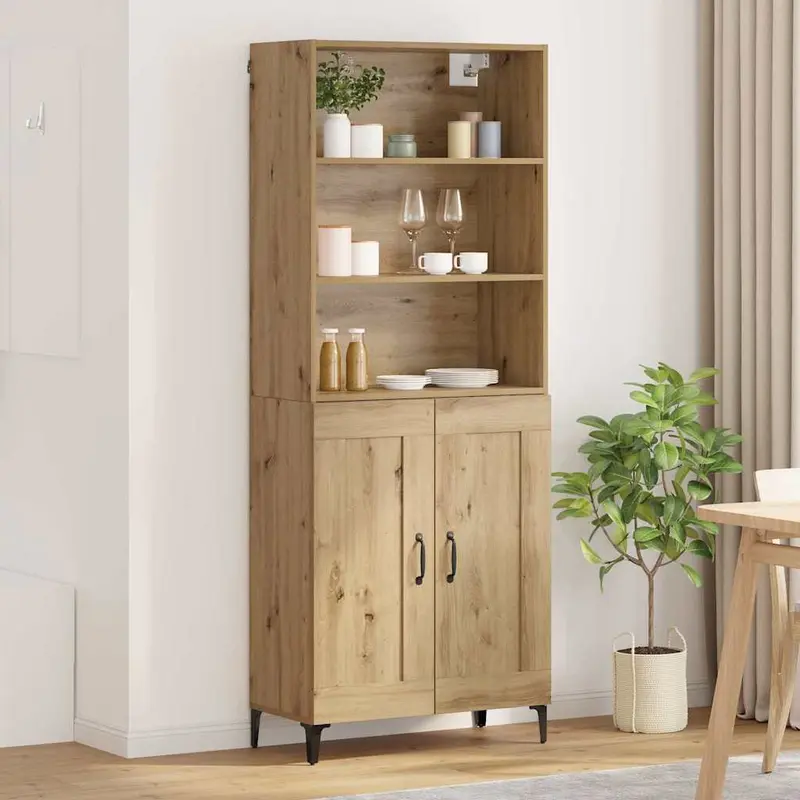 Aparador alto 2 pcs Roble artisan Madera de ingeniería