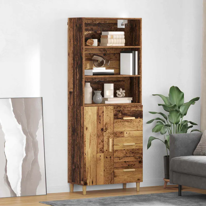 Aparador alto con cajón Madera envejecida 69,5 x 32,5 x 180 cm