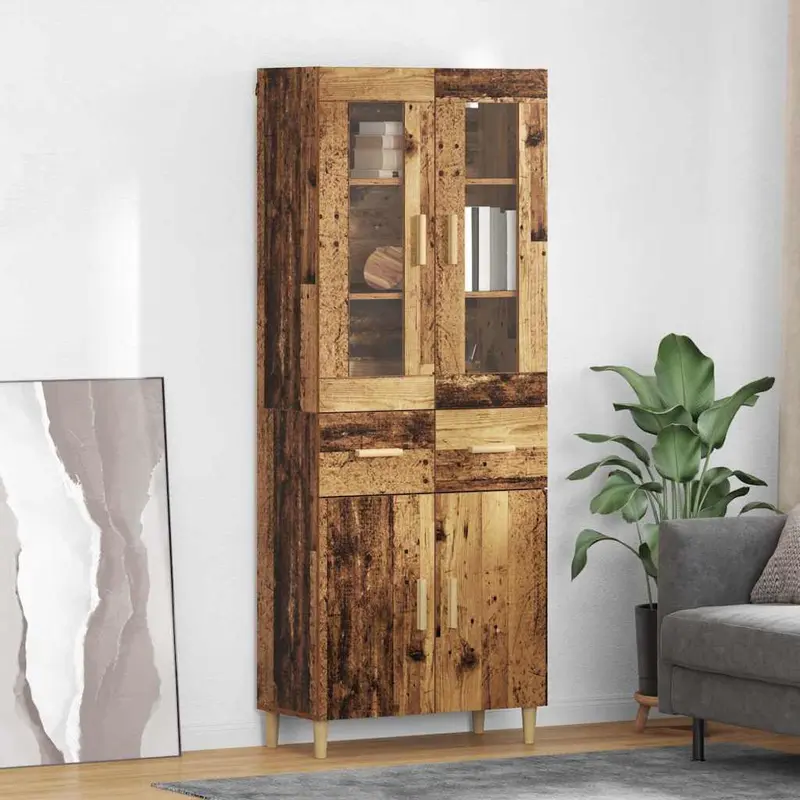Aparador alto con cajón Madera envejecida 69,5 x 34 x 180 cm