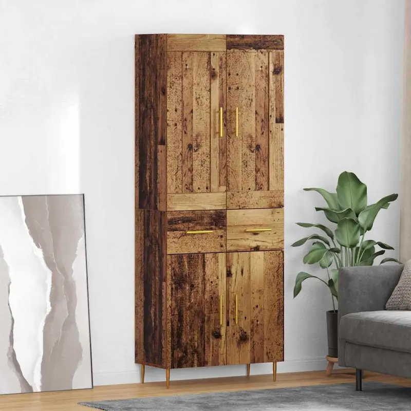 Aparador alto con cajón Madera envejecida 69,5 x 34 x 180 cm