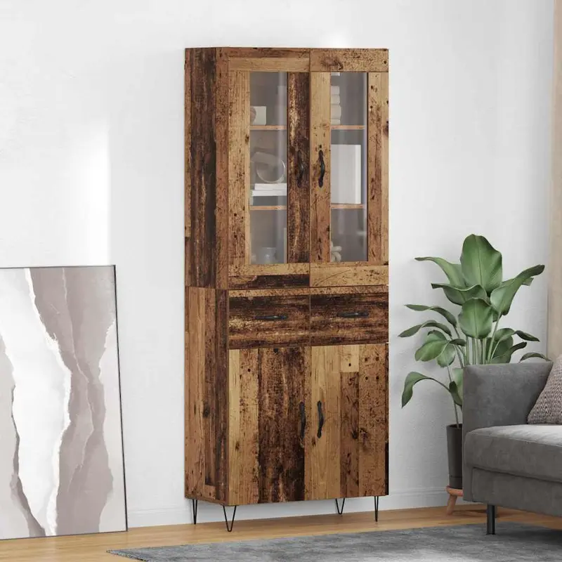 Aparador alto con cajón Madera envejecida 69,5 x 34 x 90 cm