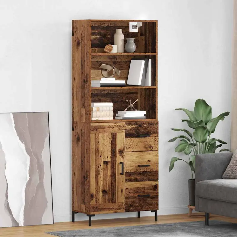 Aparador alto con cajón Madera vieja 69,5 x 34 x 180 cm